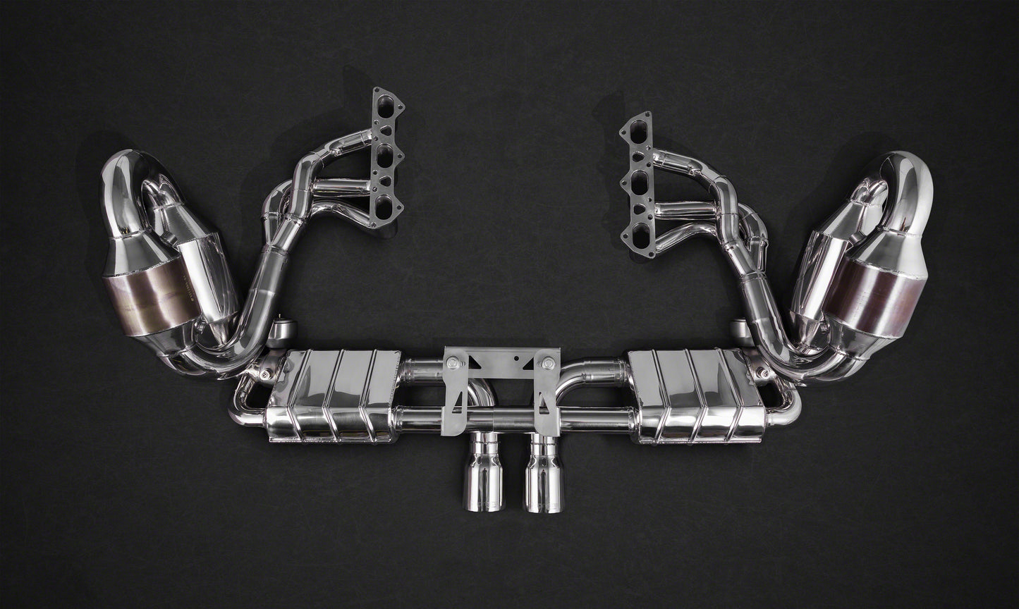 Porsche 991.1 GT3/3RS - Racing Valved Exhaust w Headers, Sport Cats, and Carbon Engine Cover (CES3)