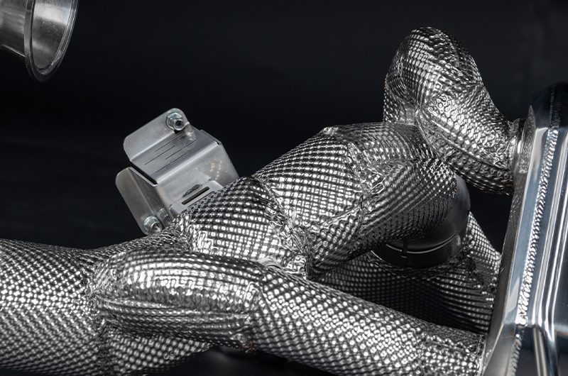 KTM X-Box GT-XR: Valved Exhaust w/ Heat Shield + Carbon/Stainless Exhaust Finisher