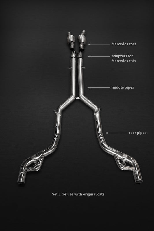 Mercedes AMG GT/S/C - Valved Exhaust w Mid-Pipes (incl Cat Delete/OEM Cat Adapters) (CES3)