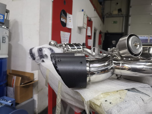Audi RS6/7 (C8) - Valved Exhaust with Bevelled Carbon Fiber Tips (OE Actuators) image 1