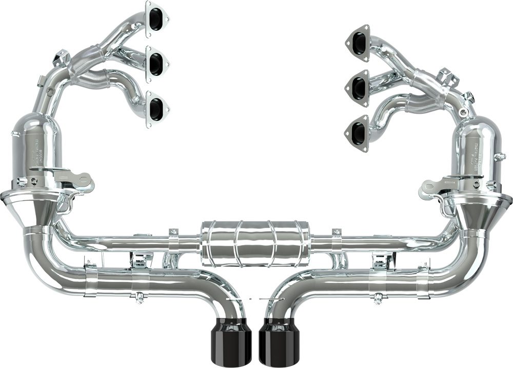 Porsche 992 GT3/RS - SET: 250 Cell Headers + Valved Exhaust with Carbon Tips (OE Actuators)