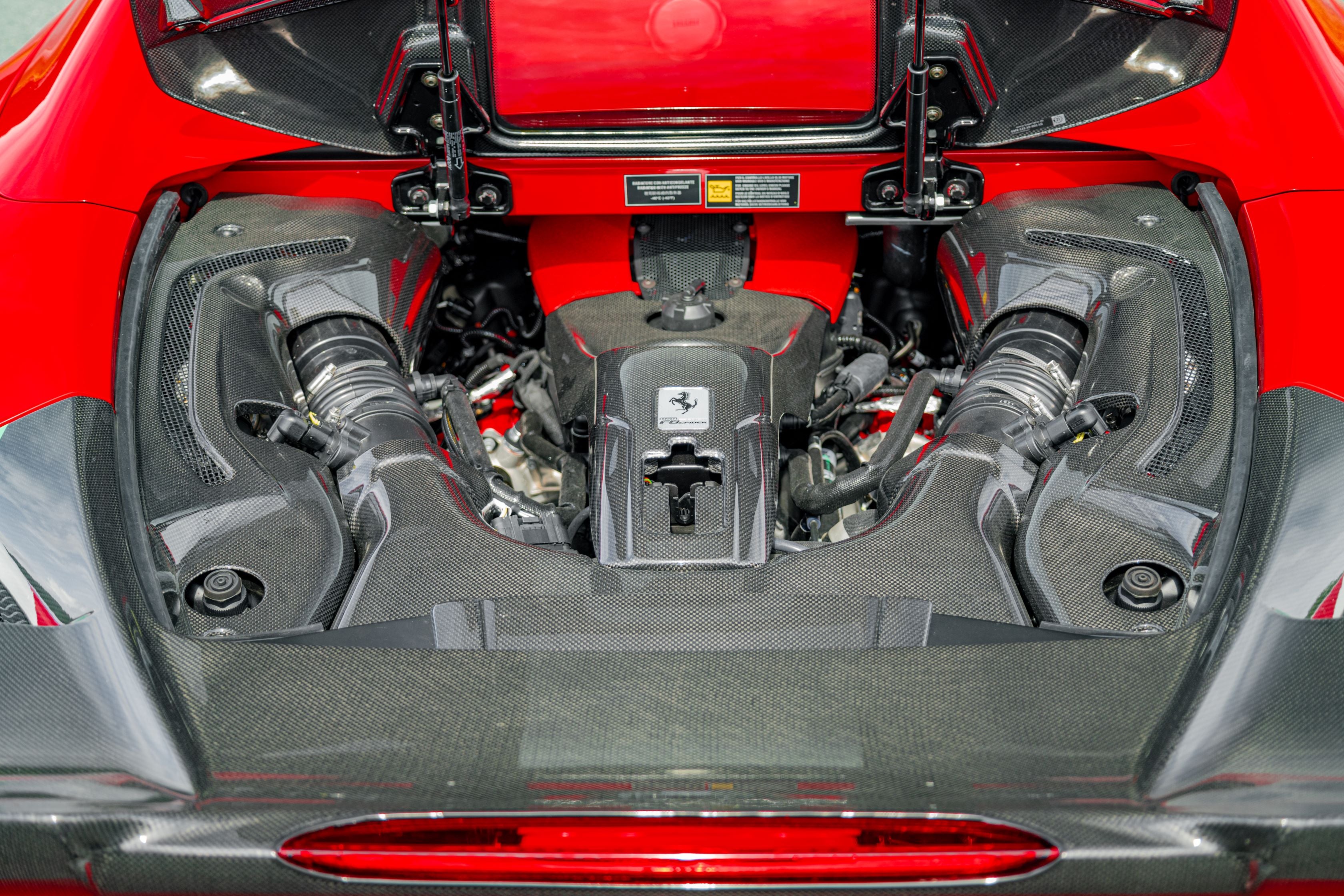 Ferrari Mid Engine Rear Compartment Ferrari F8 Spider - Carbon Fiber Engine Side Covers – Capristo Exhaust