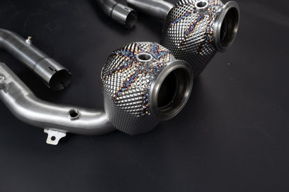 Ferrari Roma - Cat Spare Downpipes + Heat Protection
