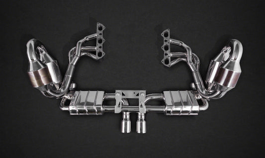 Porsche 991.1 GT3/3RS - Racing Valved Exhaust w Headers, Sport Cats, and Carbon Engine Cover (CES3)
