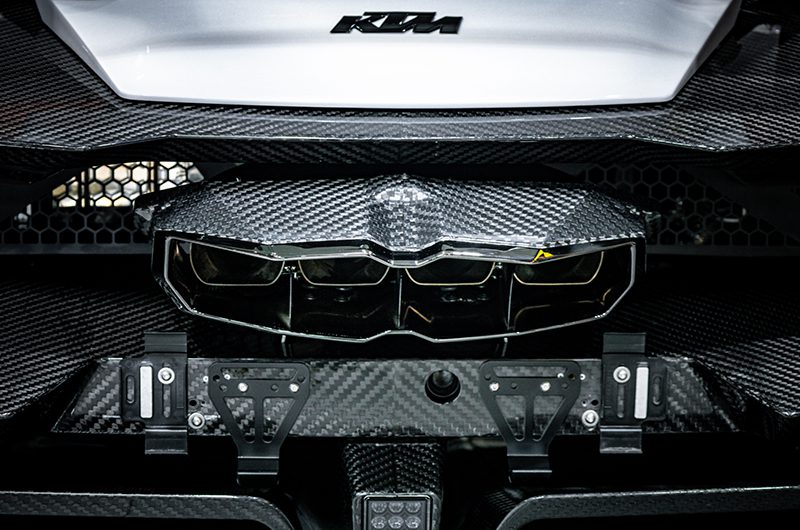 KTM X-Box GT-XR: Valved Exhaust with Heat Shield and Carbon/Stainless Exhaust Finisher