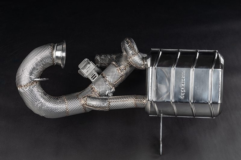 KTM X-Box GT-XR: Valved Exhaust with Heat Shield and Carbon/Stainless Exhaust Finisher