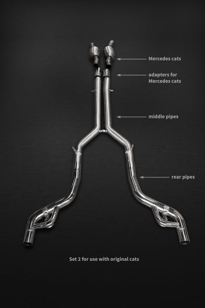Mercedes AMG GT/S/C - Valved Exhaust w Mid-Pipes (incl Cat Delete/OEM Cat Adapters) (CES3)