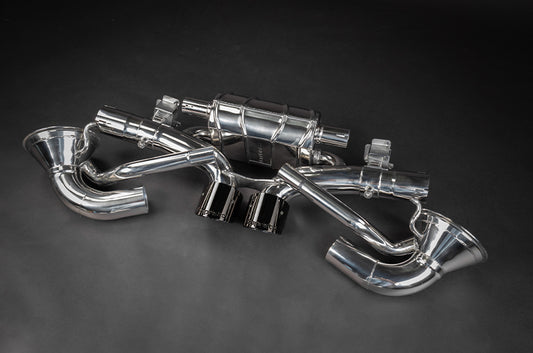 Porsche 992 GT3/RS - SET: 250 Cell Sport Cat Headers + Valved Exhaust, Exhaust Tips (OE Actuators)