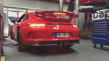 Porsche 991.1 GT3/3RS - Racing Valved Exhaust with Headers, 250 Cell Sports Cat, and Carbon Engine Cover (CES3)